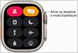 Usar a central de controlo no Apple Watch